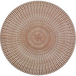 Zeller Placemat - 4x - rond - koperkleurig - met gaatjes - 41 cm - Placemats