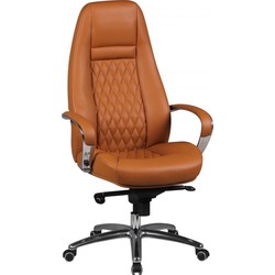 Pippa Design lederen bureaustoel met geïntegreerde hoofdsteun - karamel