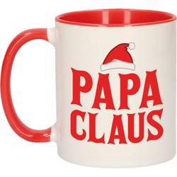 Papa Claus mok/beker kerstcadeau vader rood Kerstmis 300 ml - Bekers