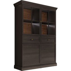 Meubella - Vitrinekast Leroy - Zwart eiken - 114 cm