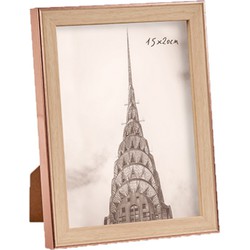Kunststof fotolijst koper met hout geschikt voor een foto van 15 x 20 cm - Fotolijsten