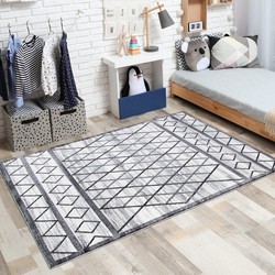 Dertona Modern Grijs vloerkleed - Tienerkamer - 120 X 120 Rond CM