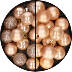 30x stuks kunststof kerstballen lichtbruin 3 en 4 cm - Kerstbal