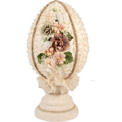 Clayre & Eef Decoratie Beeld Ei Ø 20x39 cm Beige Textiel op Kunststof
