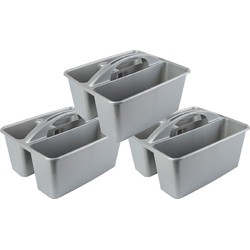 Set van 3x stuks grijze opbergbox/opbergdoos mand met handvat 6 liter kunststof - Opbergbox