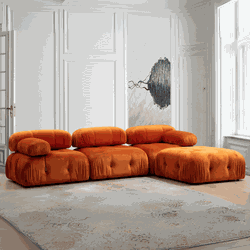 Modulaire bank 3-zits met hocker Bubble velvet oranje