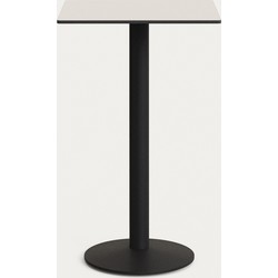 Kave Home - Witte hoge Esilda-tafel met zwart gelakte metalen poot 60 x 60 x 96 cm