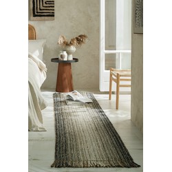 Loper - Jute Ombre Modern Laagpolig - Wol Mix - Handgeweven - Grijs 60X230 Cm VLOERKLEED