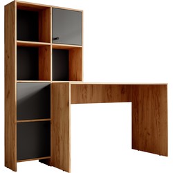 Meubella Bureau Hyatt - Eiken - Antraciet - 156 cm