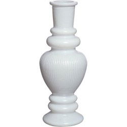 Ideas 4 Seasons Bloemenvaas Venice - voor kleine stelen/boeketten - gekleurd sierglas - ribbel wit - D5.7 x H15 cm - Vazen