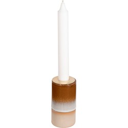 Candle Holder - Candle holder in light blue/brown ceramic, Ã˜5x10 cm
