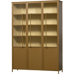 WOOOD Exhibit 3-deurs Vitrinekast XL - Metaal - Geel - 200x140x44