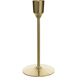 Luxe diner kaarsen staande kandelaar aluminium kleur goud 15 cm - kaars kandelaars