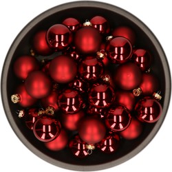 Kerstballen set van glas 36x stuks bordeaux rood 6 cm - Kerstbal