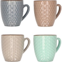 Stoneware koffiekopjes - set van 12x - gekleurd - 200 ml - luxe - bekers - koffiebekers - Bekers