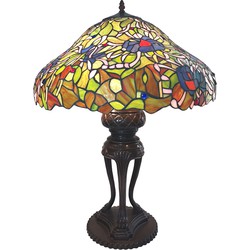 LumiLamp Tiffany Tafellamp  55x85 cm Groen Blauw Polyresin Glas Tiffany Bureaulamp