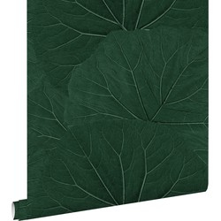 ESTAhome behang grote bladeren emerald groen - 0,53 x 10,05 m - 138997