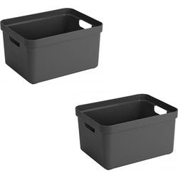 Sunware opbergbox Sigma - 5x stuks - kunststof - 32L - antraciet - Opbergbox
