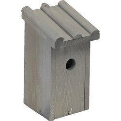 Nestkast/vogelhuisje hout grijs ribdak 14 x 16 x 27 cm - Vogelhuisjes