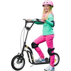kinderscooter step kickscooter stadsscooter kinderstep kickboard met luchtbanden 12 inch zwart 120 x 58 x 85-95 cm