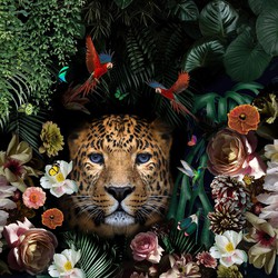 The Jungle | Glasschilderij 80x80cm