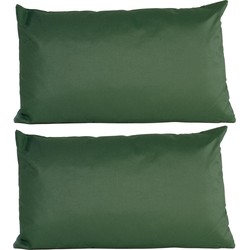 2x Bank/sier kussens voor binnen en buiten in de kleur donkergroen 30 x 50 cm - Sierkussens