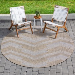 Tapijtenloods Uni Binnen en Buiten Rond Vloerkleed Solid Outdoor Laagpolig Tapijt Bruin- 150 CM ROND