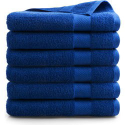DoubleDry Handdoeken Set 70 x 140 cm - 6 stuks - 100% zacht katoen 500 g/m2 - 6x Klassiek Blauw