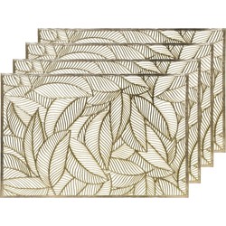 4x Placemat/onderzetter goud 30 x 45 cm bladeren motief - Placemats