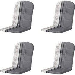 Madison -  Kuipstoelkussen Hoge Rug Madison garden grey - Ca. 96x45 cm - Set van 4