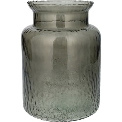 Bloemenvaas Base - grijs transparant glas - D19 x H25 cm - decoratieve vaas - bloemen/takken - Vazen