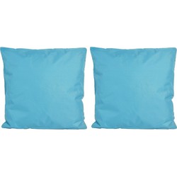 Set van 4x stuks buiten/woonkamer/slaapkamer kussens in het lichtblauw 45 x 45 cm - Sierkussens