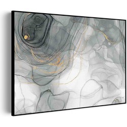 Muurwerken Akoestisch Schilderij - Abstract Marmer Look Grijs met Goud 01 - Geluidsdempend Wandpaneel - Wanddecoratie - Geluidsisolatie - PRO (AW 0.90) XXL (150x107)