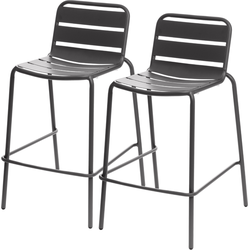 HESPERIDE HIXA - Tuinstoelen - Barkruk - Tuinkruk - set van 2 -  48x58x93cm - Zwart - Staal