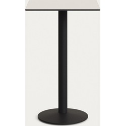 Kave Home - Witte hoge Esilda-tafel met zwart gelakte metalen poot 60 x 60 x 96 cm