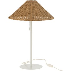 J-line - Tafellamp Metaal/rattan Wit/naturel - 32x32x50cm