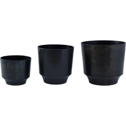 PTMD Carb Black casted aluminium round pot set of 3