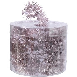 Decoris folieslinger - dun - lichtroze - met sterren - 700 x 3 cm - Kerstslingers