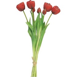 Bosje Tulpen Tulp Duchesse Double rood kunstbloem - Buitengewoon de Boet