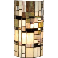 LumiLamp Wandlamp Tiffany  20x11x36 cm  Beige Bruin Kunststof Ijzer Halfrond Muurlamp