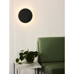 Grote zwarte wandlamp cirkel 25 cm LED 1x8W 3000K