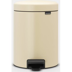 NewIcon Pedal Bin, 5 litre, Soft Closing, Plastic Inner Bucket - Almond