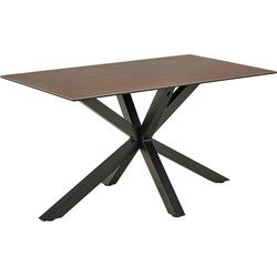 Eettafel Rechthoek - Bruin Keramiek - 135x80x75,5cm - Harrie