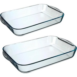 Ovenschalen set rechthoek - Glas - 40 x 25 cm/34 x 19 cm - Ovenschalen