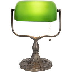 Lumilamp Bureaulamp Bankierslamp Groen Bruin Metaal