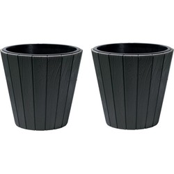 Set van 3 stuks grijze plantenpot hout-look 40 cm - Plantenpotten