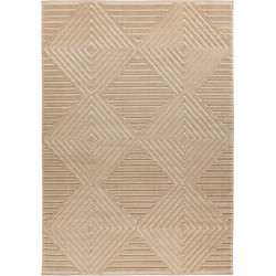 Viva Indoor & Outdoor - Laagpolig Japandi Buitenkleed - Effen - Vloerkleed Beige- 160x230 CM