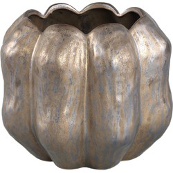 PTMD Seattle Bronze ceramic pot round ribbed low L