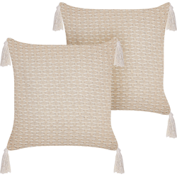 Beliani HAKONE - Sierkussen-Beige-Polyester