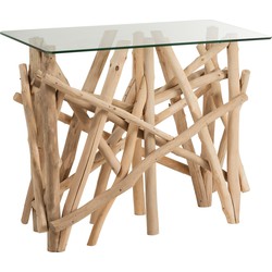 J-line - Console Rechthoek Takken Hout/glas Naturel - 97x47x77.5cm